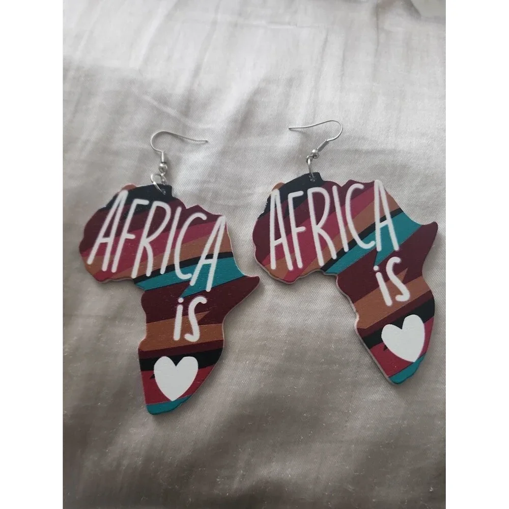 3 for $18 NWT Real Wood African Pierced Earrings 1 1/2 Inches